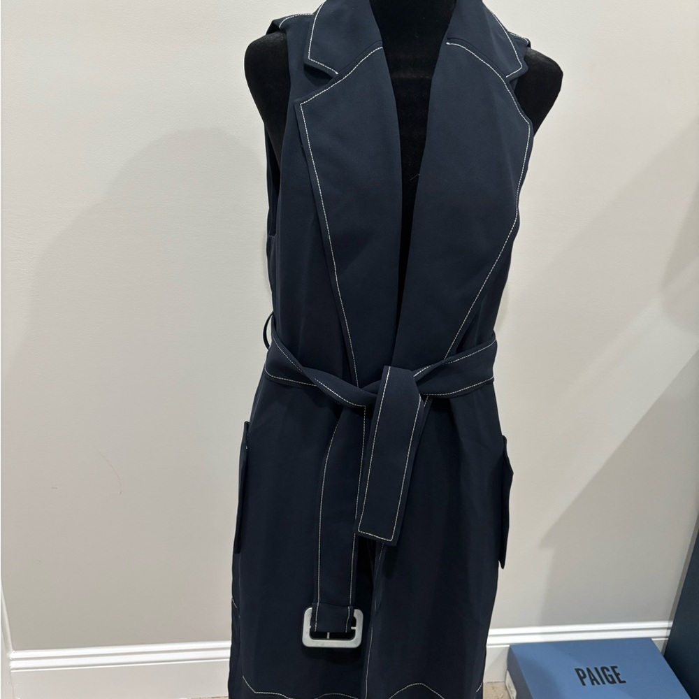 Gibson Latimer Navy Sleeveless Trench Coat